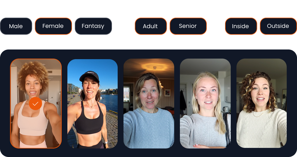 AI Avatar selection interface